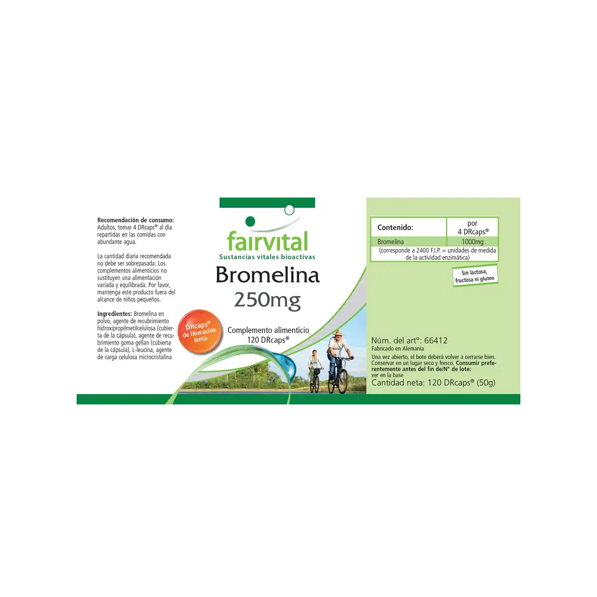Bromelina 250mg - 120 DRcaps®, resistentes a los ácidos