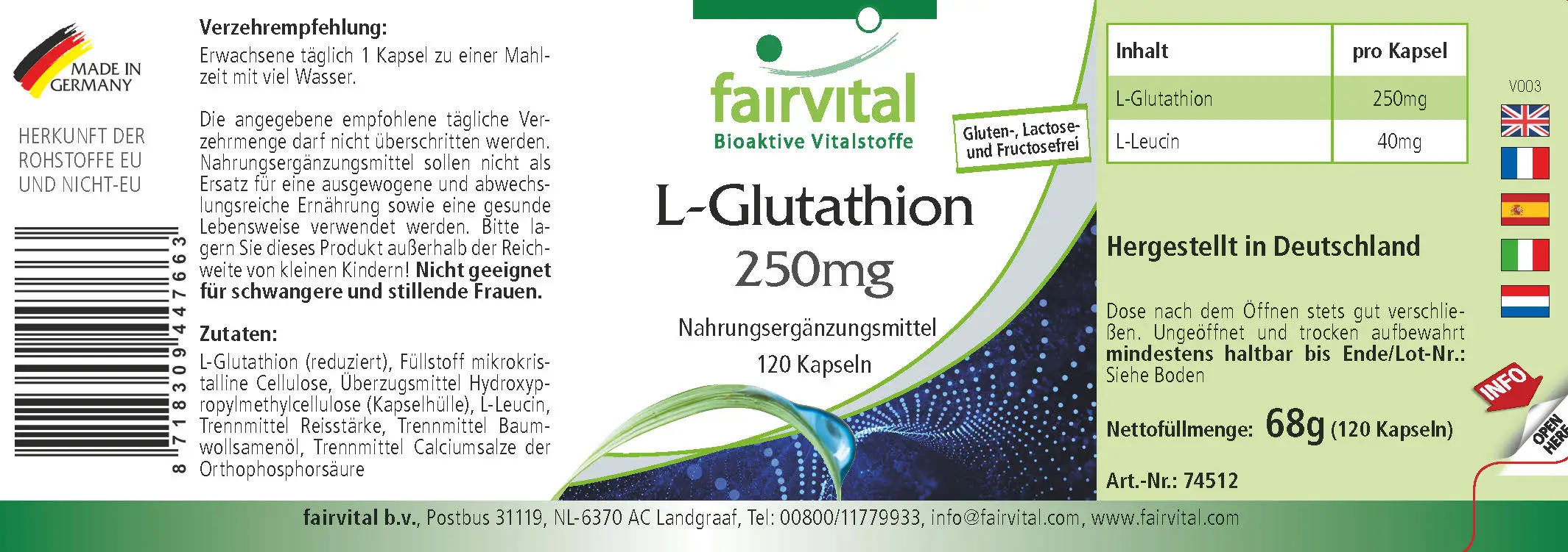 L-Glutatión 250mg - 120 Cápsulas