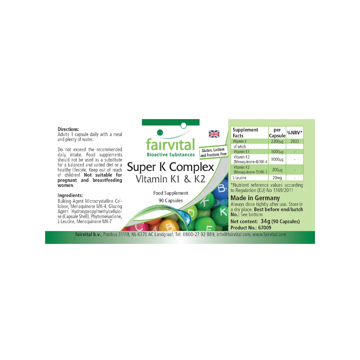 Complejo Super K - Vitamina K1 y K2 - 90 Cápsulas