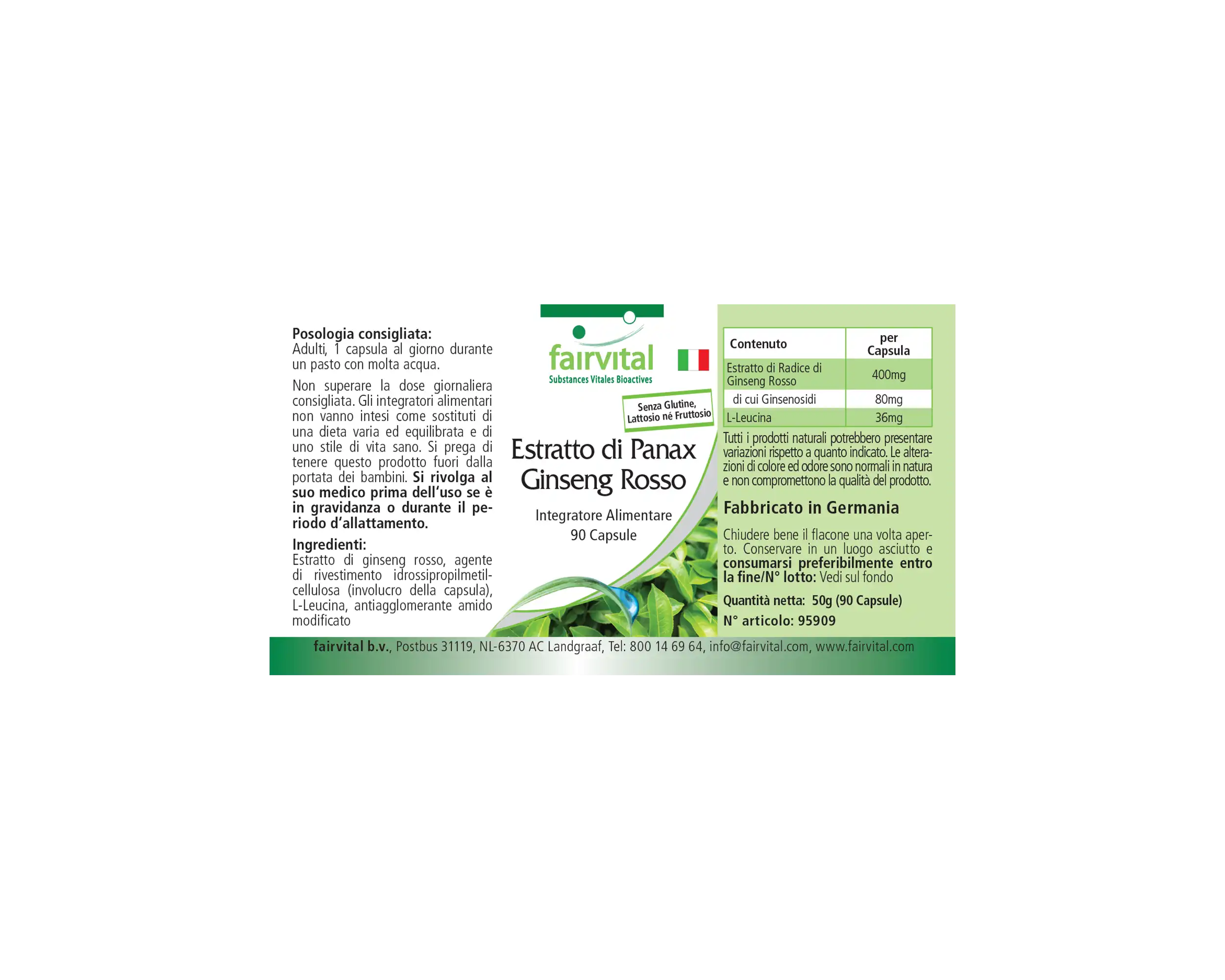 Roter Panax Ginseng Extrakt 400mg- 90 Kapseln-koreanischer Ginseng Extrakt- HOCHDOSIERT - VEGAN | Fairvital