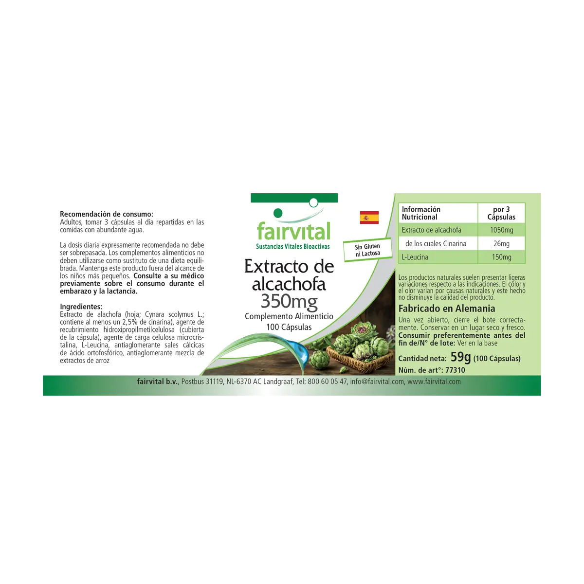 Artischocken Extrakt 350mg - mit 2,5% Cynarin - Vegan | Fairvital Artischocken Extrakt 350mg - mit 2,5% Cynarin - Vegan | Fairvital