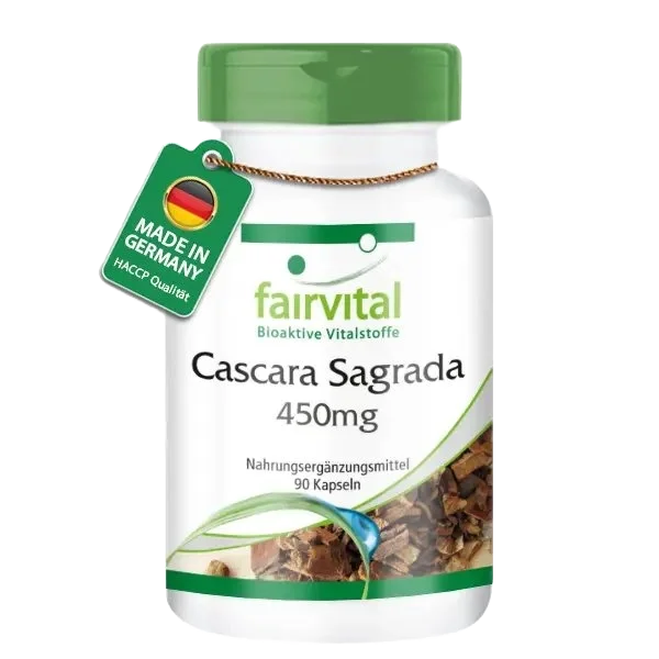 Cascara Sagrada 450mg - 90 Kapseln - Cascara Sagrada Rindenextrakt - Hochdosiert und Vegan | Fairvital Cascara Sagrada 450mg - 90 Kapseln - Cascara Sagrada Rindenextrakt - Hochdosiert und Vegan | Fairvital