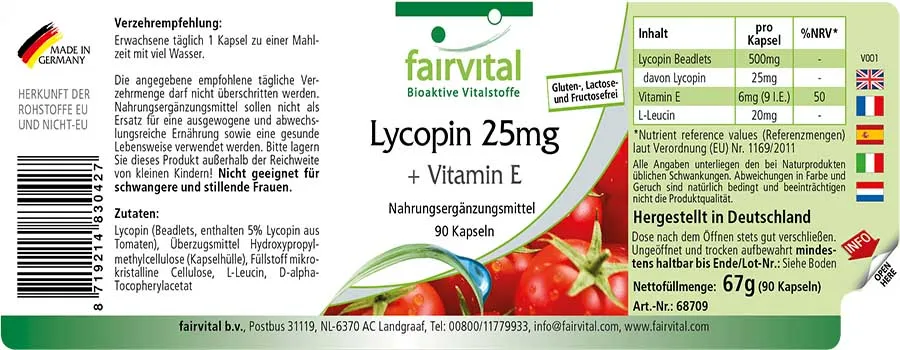 Lycopéne 25mg + Vitamine E - 90 gélules