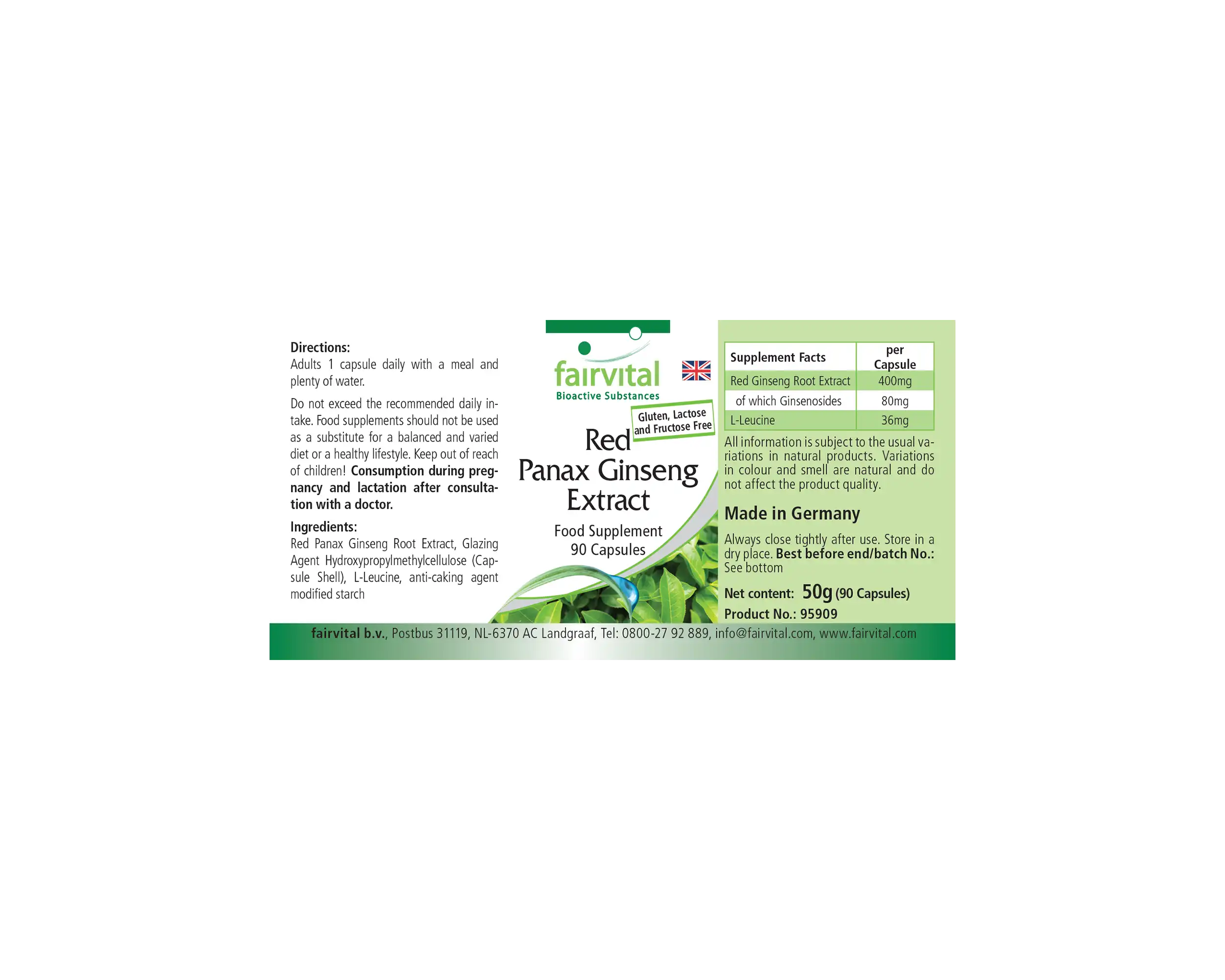 Roter Panax Ginseng Extrakt 400mg- 90 Kapseln-koreanischer Ginseng Extrakt- HOCHDOSIERT - VEGAN | Fairvital