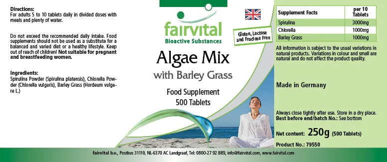 Algae mix with barley grass - 500 tablets