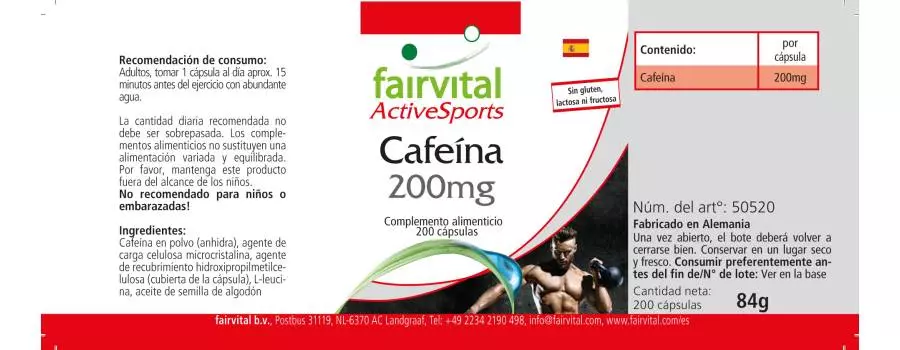 Koffein 200mg - 200 Kapseln - Hochdosiert und Vegan | Fairvital Koffein 200mg - 200 Kapseln - Hochdosiert und Vegan | Fairvital