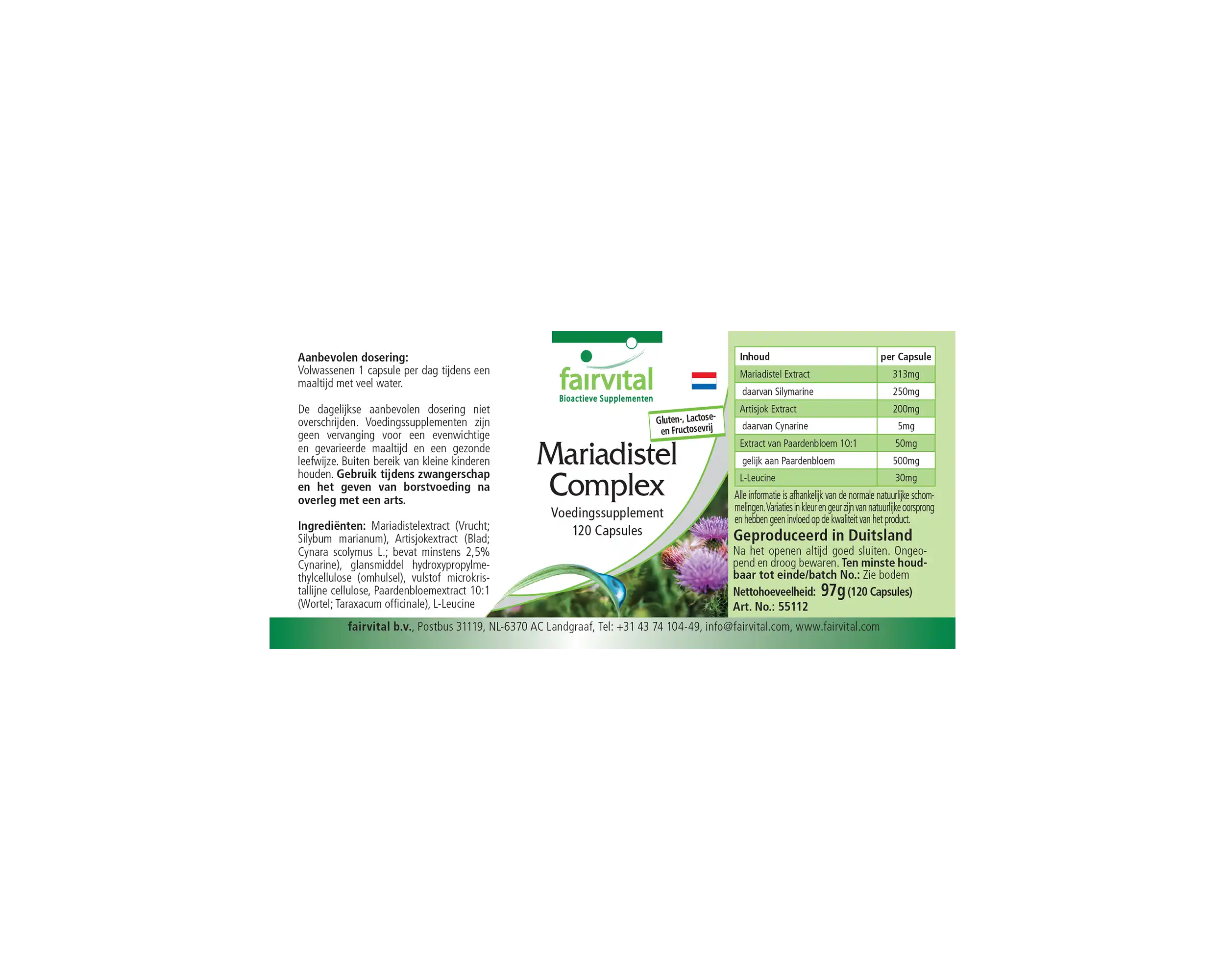 Mariendistel Komplex - 120 Kapseln - mit Artischocke + Löwenzahn - Vegan | Fairvital