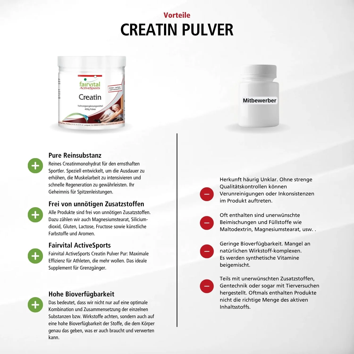 Creatin - 400g Pulver - hochdosiert und vegan | Fairvital