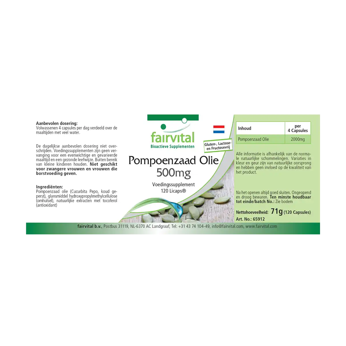 Pompoenzaadolie 500mg - 120 LiCaps®