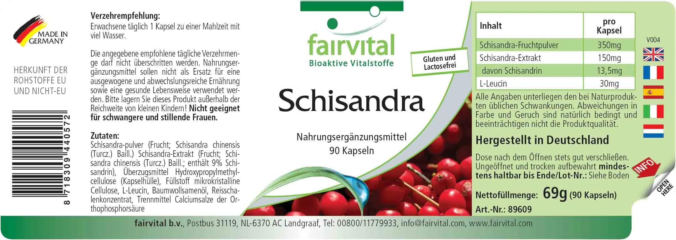Schisandra - 90 Kapseln - Wu Wei Zi (Schisandra chinensis) - Hochdosiert und Vegan | Fairvital Schisandra - 90 Kapseln - Wu Wei Zi (Schisandra chinensis) - Hochdosiert und Vegan | Fairvital