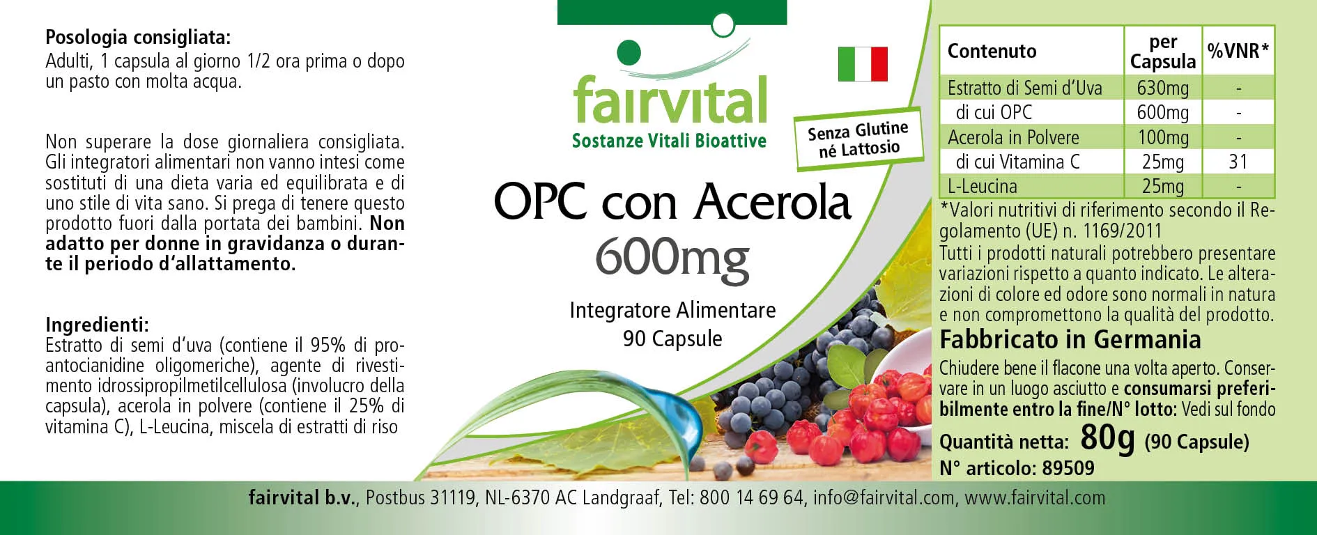 OPC 600mg con Acerola - 90 capsule