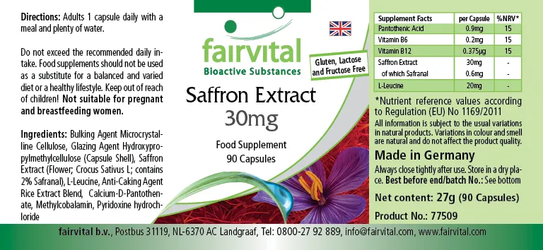 Saffron extract 30mg - 90 capsules