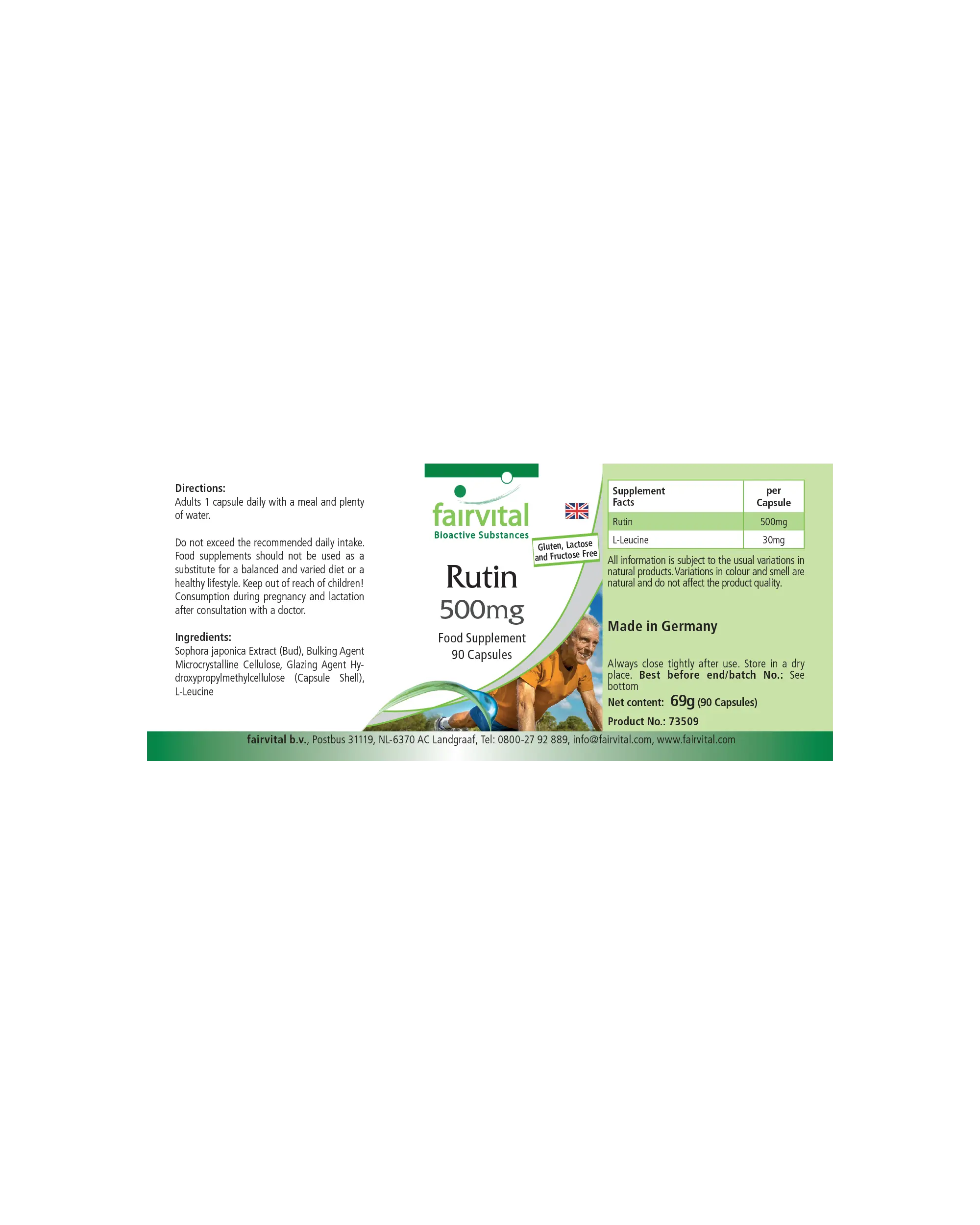 Rutin 500mg - 90 Kapseln - Sophora japonica - Hochdosiert und Vegan | Fairvital