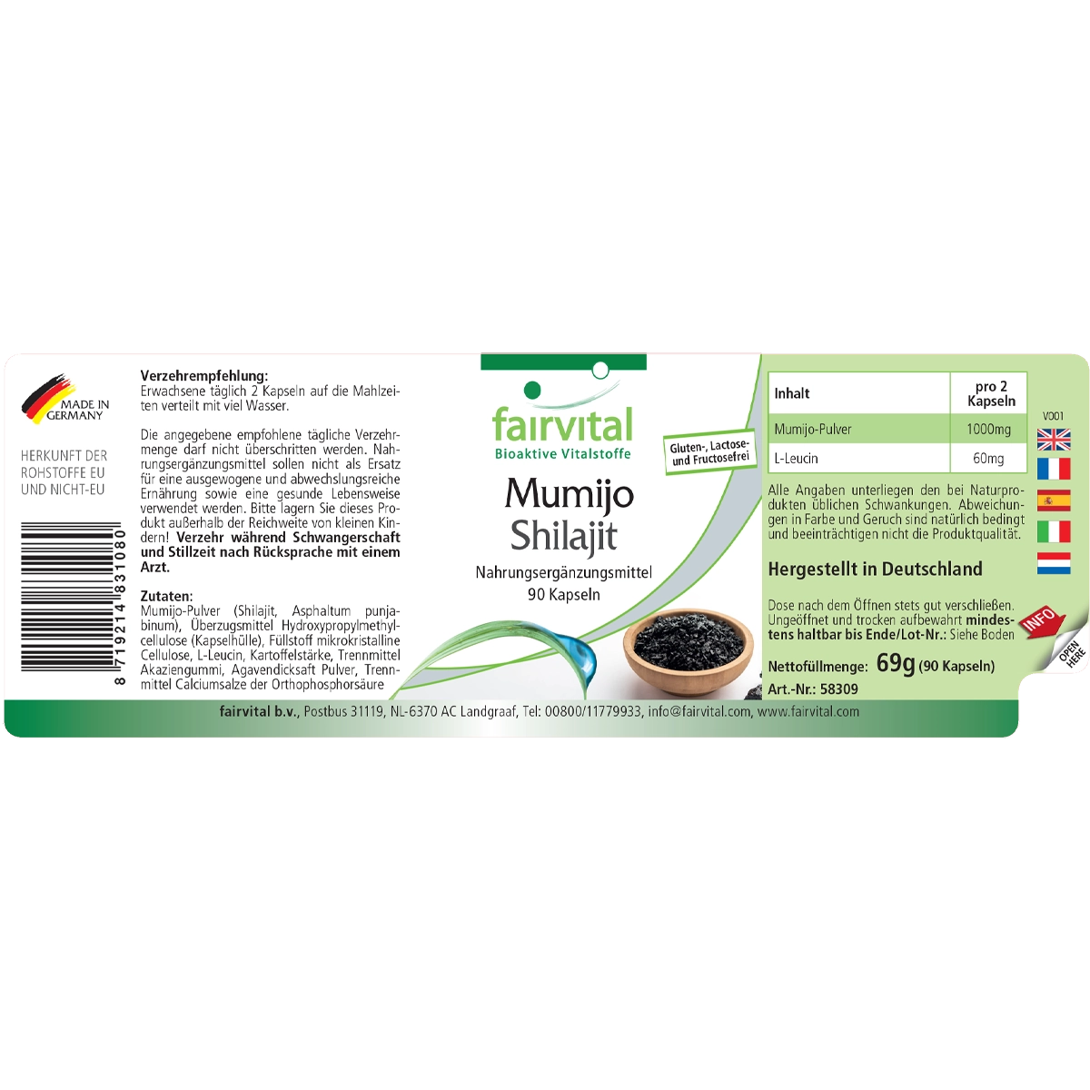 Mumijo Shilajit - 90 Kapseln - Himalaya Shilajit - Fulvin- & Huminsäure - Hochdosiert und Vegan | Fairvital Mumijo Shilajit - 90 Kapseln - Himalaya Shilajit - Fulvin- & Huminsäure - Hochdosiert und Vegan | Fairvital